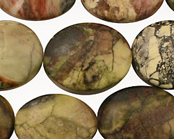 Yellow Turquoise Flat Tumbled Oval 22-24x18-20mm