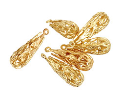 Brass Filigree Teardrop 7x19mm