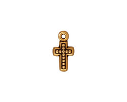 TierraCast Antique Gold (plated) Beaded Cross Charm 7x15mm