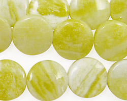 Natural Lemon Jade Puff Coin 14mm