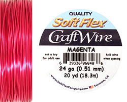 Soft Flex Magenta Craft Wire 24 gauge, 20 yards