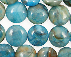 Larimar Blue Crazy Lace Puff Coin 14mm