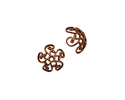 Stampt Antique Copper (plated) Fancy Swirl Bead Cap 10x4mm