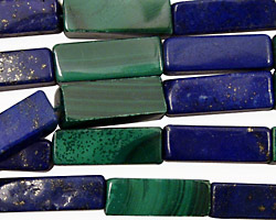 Multi Gemstone (Malachite & Lapis) Rectangle 18x6mm