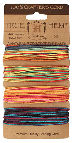 Variegated #3 Hemp Twine 20 lb, 29.8 ft x 4 colors