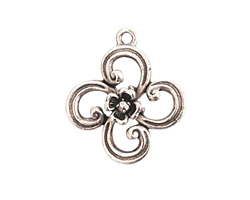 Nunn Design Antique Silver (plated) Fanciful Flower Petal Charm 22x25mm