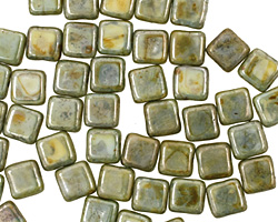 Czech Glass Luster Opaque Green Square 6mm