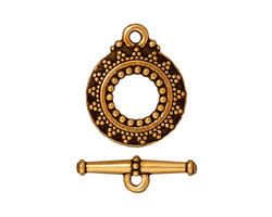 TierraCast Antique Gold (plated) Bali Toggle Clasp 20x16mm, 20mm Bar