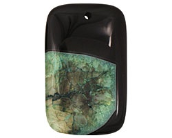 Black & Apple Green Rectangle Pendant 35x55mm