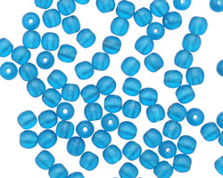 Czech Glass Matte Capri Blue Round 4mm
