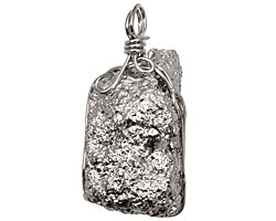 Golden Pyrite (silver tone) Rough Nugget w/ Bail Pendant 13-22x31-40mm