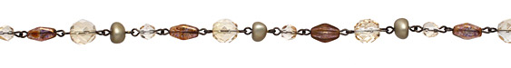 Czech Glass Gilded Glass Gunmetal (plated) Bead Chain