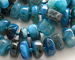 Sky Blue Line Agate Chunky Graduated Rondelle 7-15x12-24mm