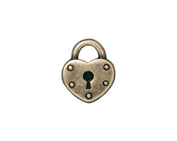 TierraCast Antique Brass (plated) Heart Lock Charm 14x16mm