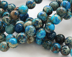 Teal (multi) Impression Jasper Round 8mm