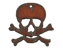 The Lipstick Ranch Rusted Iron Skull & Crossbones Pendant 46x43mm