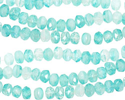 Czech Glass Diamond Aquamarine Fire Polished Rondelle 4x5mm