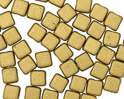 Czech Glass Matte Metallic Aztec Gold Square 6mm