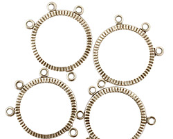 Stampt Antique Pewter (plated) Textured Line Chandelier Hoop 16x21mm