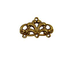Stampt Antique Gold (plated) Royal Crown 3 Ring Connector 22x14mm