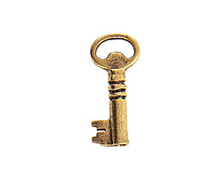 Nunn Design Antique Gold (plated) Key Charm 10x23mm