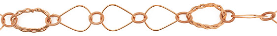 Handmade Copper Teardrop & Roped Oval Chain