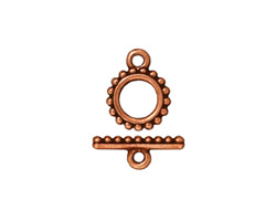 TierraCast Antique Copper (plated) Small Beaded Toggle Clasp 10mm, 15mm bar