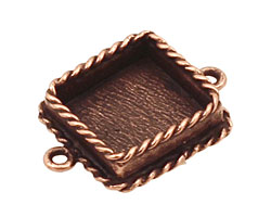 Nunn Design Antique Copper (plated) Mini Ornate Square Bezel Link 24x18mm