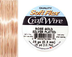 Soft Flex Silver Plated Rose Gold Craft Wire 28 gauge, 15 yards