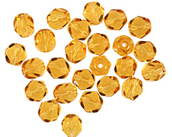 Czech Fire Polished Glass Medium Topaz Round 6mm