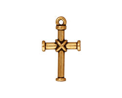 TierraCast Antique Gold (plated) Wrapped Cross Charm 14x23mm