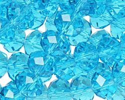 Aquamarine Crystal Faceted Rondelle 10mm
