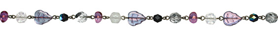 Czech Glass Lavender Blossom Antique Silver (plated) Bead Chain