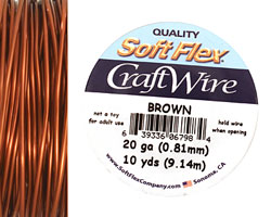 Soft Flex Brown Craft Wire 20 gauge, 10 yards