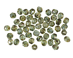 Czech Fire Polished Glass Luster Transparent Green Round 4mm