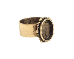 Nunn Design Antique Gold (plated) Small Ornate Oval Bezel Adj Ring 15x18mm