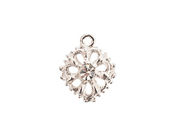 Nunn Design Sterling Silver (plated) Flower Crystal Charm 15x18mm