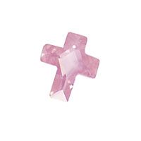 Pink Peony Faceted Cross 10x12mm