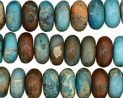 Turquoise Impression Jasper Rondelle 7x14mm
