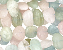 Beryl Morganite Flat Polished Pebble (side drilled) 9-10x10-14mm