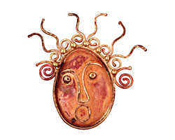 Patricia Healey Copper Lady Face Pendant 47x57mm