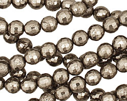 Golden Pyrite (silver tone) Faceted Round 6mm