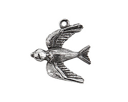 Nunn Design Antique Silver (plated) Bird Charm 20x22mm