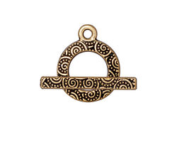 TierraCast Antique Gold (plated) Spiral Toggle 16x20mm, 25mm bar