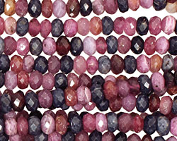 Multi Stone (Ruby & Sapphire) Faceted Rondelle 4x6mm