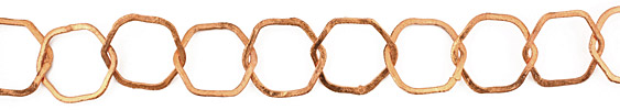 Handmade Copper Flat Textured Hexagon Chain