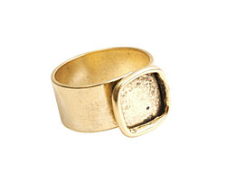 Nunn Design Antique Gold (plated) Small Square Frame Adjustable Ring 13mm