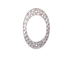 TierraCast Rhodium (plated) Drilled Hammertone Oval Ring 24x16mm