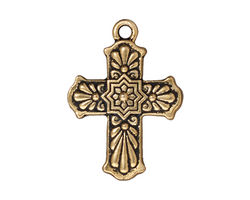 TierraCast Antique Gold (plated) Talavera Cross 22x30mm