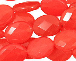Tangerine Tango Jade Faceted Flat Oval 20x15mm